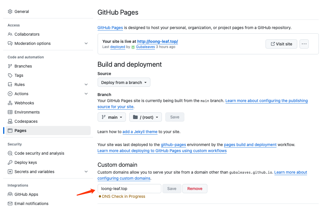 github Pages 设置